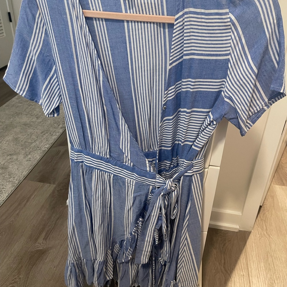 stripe wrap front dress